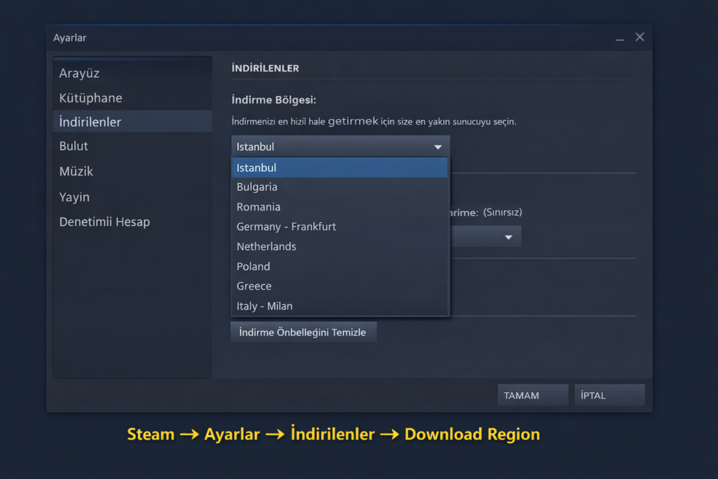 Steam İndirme Hızı Artırma Görsel 1