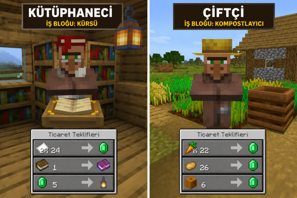 Minecraft Köylü Meslekleri Görsel 1