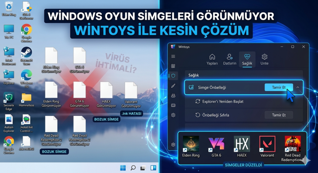 Windows Oyun Simgeleri Görünmüyor Görsel